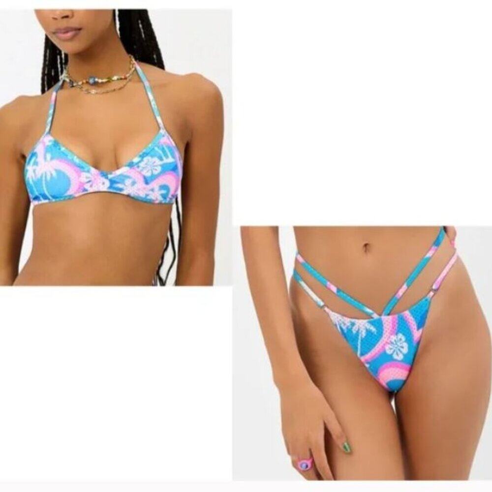 Frankie's Bikinis Boardwalk Layla  Mesh Tropic Love Bikini Swimsuit Sz S